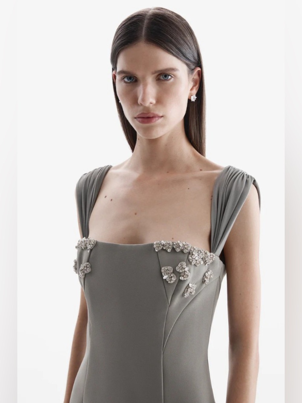 Rachel Gilbert Malia Square Neckline Embellished Column Maxi Gown AU8/US4 NWOT - Picture 5 of 9